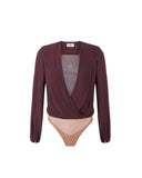 Body ELISABETTA FRANCHI donna CB00762E2 Cacao regular scollo a v pieghe pinces
