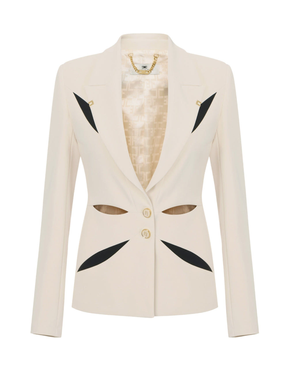 ELISABETTA FRANCHI Giacca Elisabetta Franchi donna GI19861E2E84 Burro Nero<BR/> GI19861E2 E84 