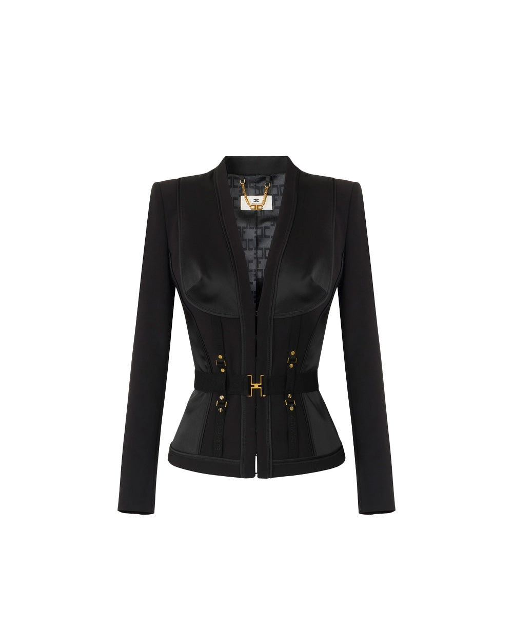 ELISABETTA FRANCHI Giacca ELISABETTA FRANCHI donna GI23362E2 Nera scollo a v bustier raso aderente GI23362E2 110 