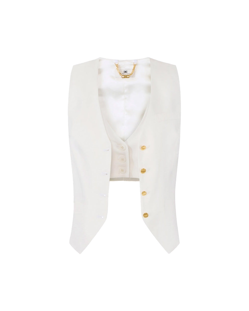 ELISABETTA FRANCHI Gilet ELISABETTA FRANCHI donna GL00862E2 Avorio lino tagli asimmetrici crepe regular<BR/> GL00862E2 360 