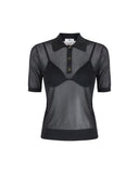 Maglia ELISABETTA FRANCHI donna MK80B61E2 Nera polo nylon maniche corte clletto reggiseno aderente