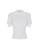 Maglia ELISABETTA FRANCHI donna MK80B61E2 Bianca polo nylon maniche corte clletto reggiseno aderente