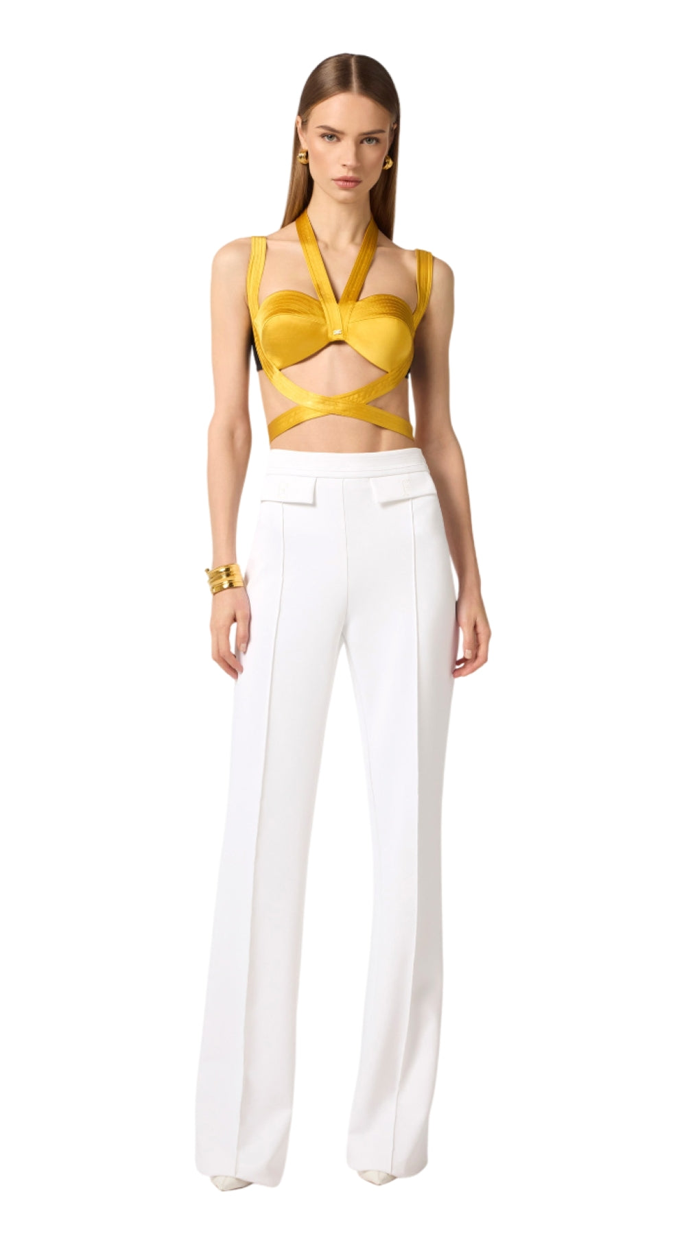 ELISABETTA FRANCHI Pantalone Elisabetta Franchi donna PA17161E2360 Essential Collection Avorio<BR/> PA17161E2 360 