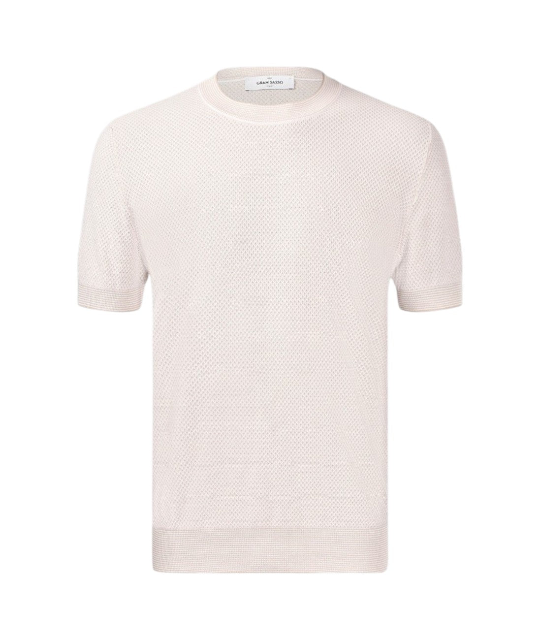 GRAN SASSO T-shirt Gran Sasso uomo 5713620651 010 Fresh Cotton maglia punto nido d'ape bicolore Bianco<BR/> 5713620651 010 