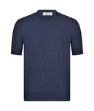 Men's Gran Sasso T-shirt 5713620651 598 Fresh Cotton Two-Tone Honeycomb Knit Blue