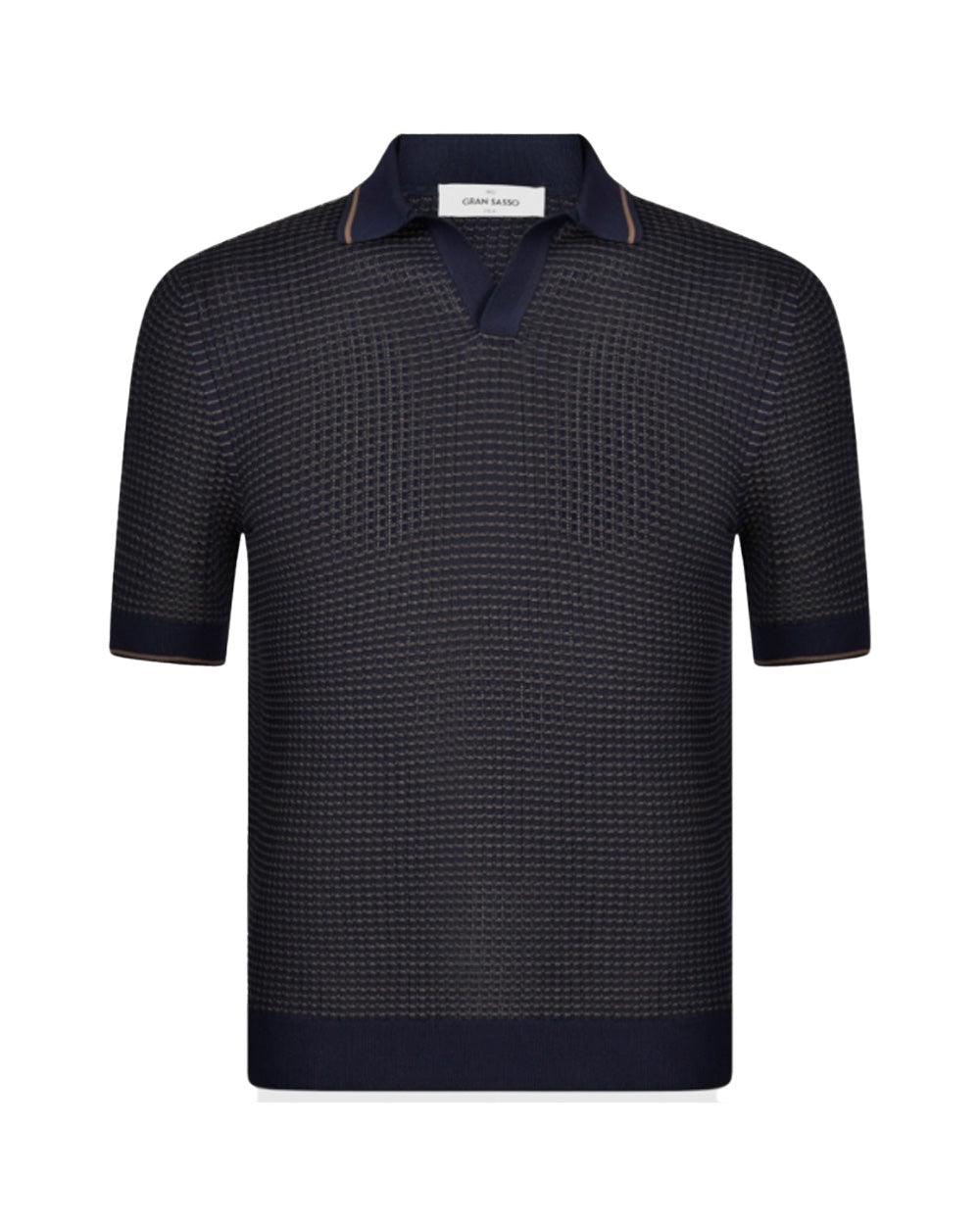 GRAN SASSO Polo GRAN SASSO uomo 5719120650 Blu lavorazione traforata bicolor regular fit<BR/> 5719120650 598 