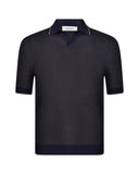 Polo GRAN SASSO uomo 5719120650 Blu lavorazione traforata bicolor regular fit