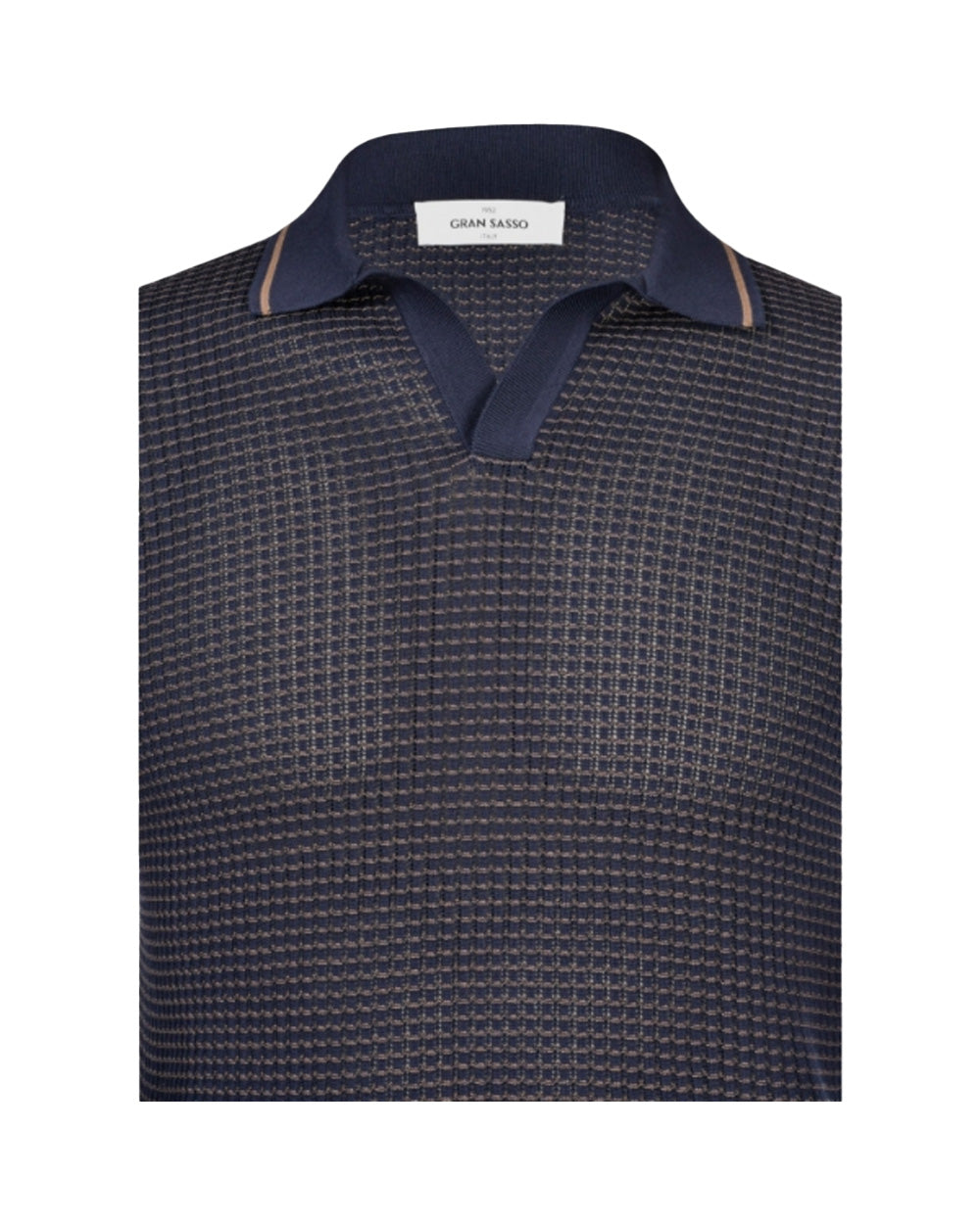 GRAN SASSO Polo GRAN SASSO uomo 5719120650 Blu lavorazione traforata bicolor regular fit<BR/> 5719120650 598 