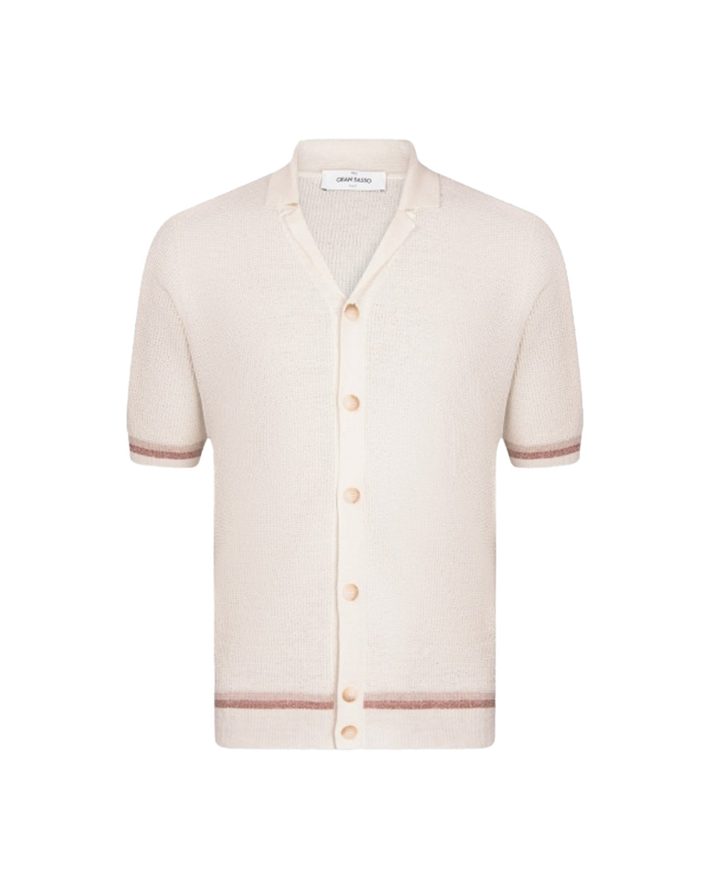 GRAN SASSO Camicia GRAN SASSO uomo 5719418671 Panna lino cotone collo bowling regular fit 5719418671 001 