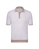 GRAN SASSO men's polo shirt 5711320625 White braided regular fit cotton