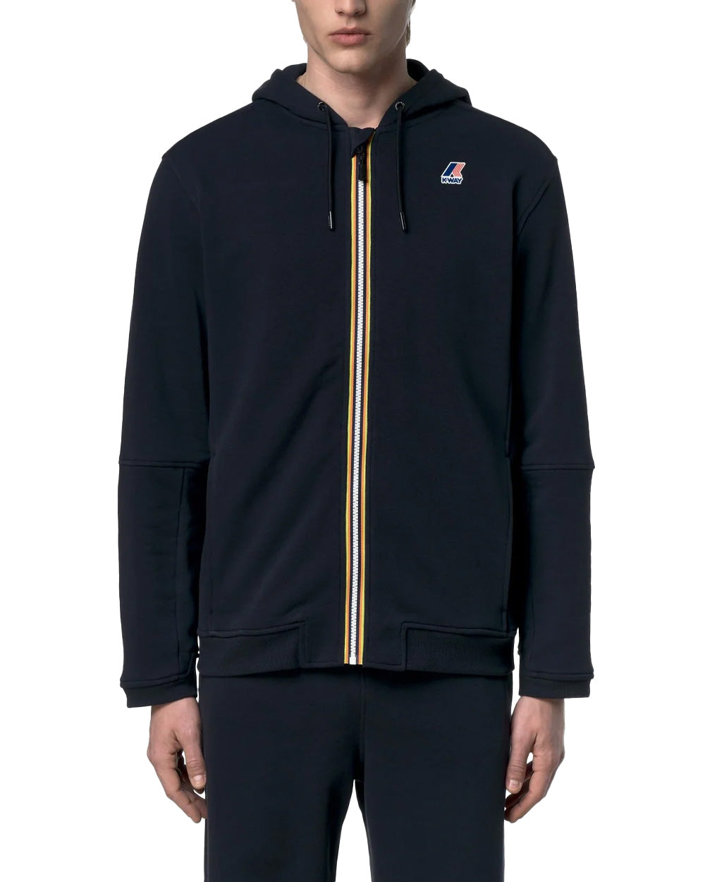 K-WAY Felpa K-WAY uomo K1126HW PROSPER POLY COTTON Blu cotone cappuccio coulisse zip K1126HW K89 
