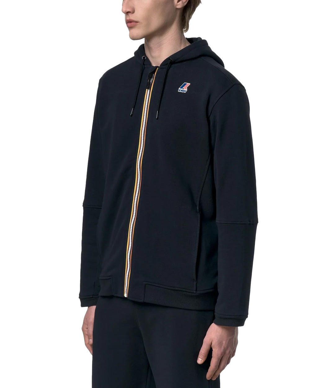 K-WAY Felpa K-WAY uomo K1126HW PROSPER POLY COTTON Blu cotone cappuccio coulisse zip K1126HW K89 