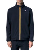 K-WAY men's K1126IW PEPIN POLY COTTON Blue sweatshirt high neck full zip pockets regular fit