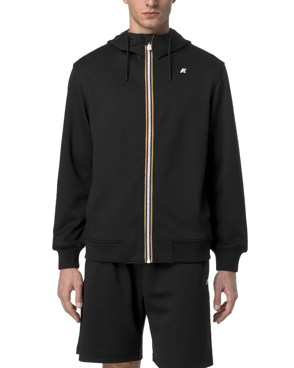 K-WAY Felpa K-WAY uomo K1151UW RAINER LIGHT SPACER Nera cappuccio chiusura zip tasche logo<BR/><BR/><BR/> K1151UW USY 