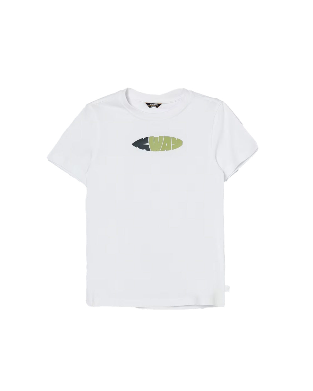 K-WAY T-shirt K-WAY bambino K1161XW Odom Hawaien Bianca cotone girocollo mezza manica<BR/> K1161XW 001 