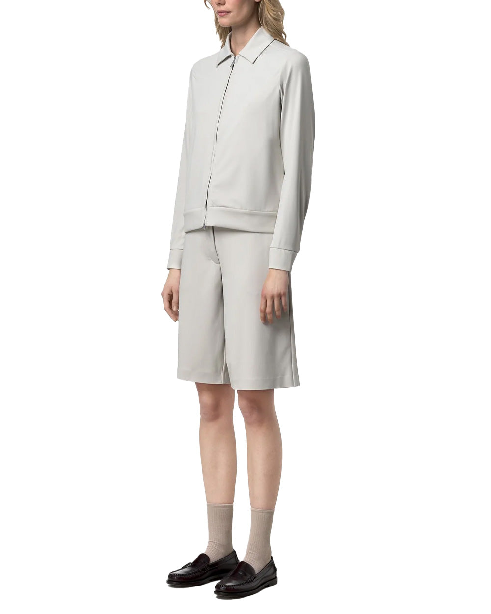 K-WAY Felpa K-WAY donna K21478W ISY SL SPACER Beige colletto camicia zip tasche tessuto spacer<BR/> K21478W 634 