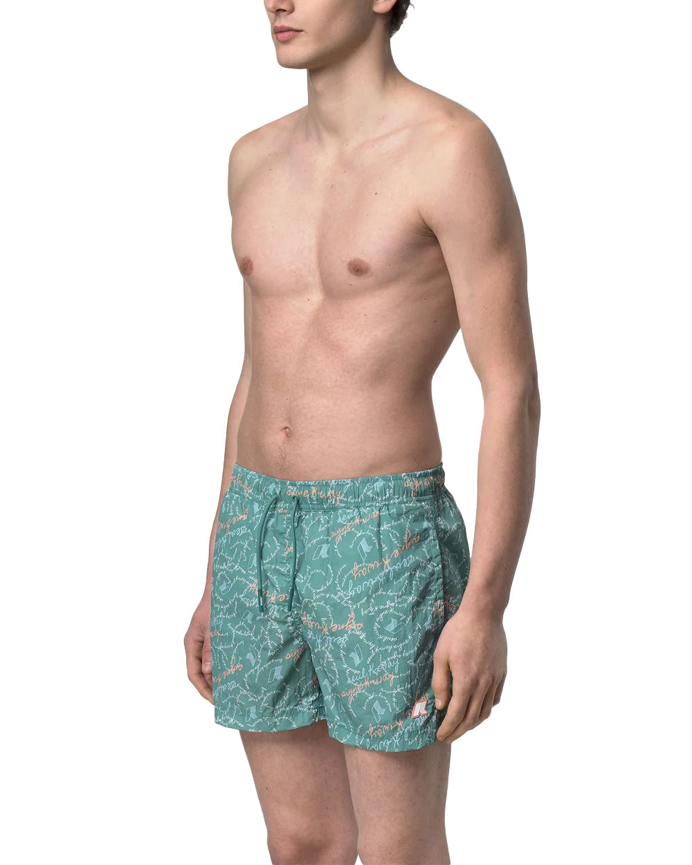 K-WAY Costume K-WAY uomo K2158GW HAZEL GRAPHIC BEACH Verde slip interno rete tasche coulisse K2158GW C14 