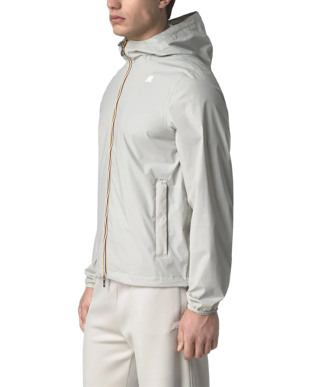 K-WAY Giubbino K-WAY uomo K3123UW JACK STRETCH NYLON JERSEY Beige impermeabile antivento cappuccio zip K3123UW 634 