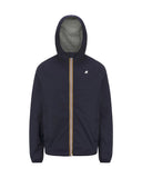 Giubbino K-WAY uomo K3123UW JACK STRETCH NYLON JERSEY Blu impermeabile antivento cappuccio zip
