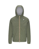 Giubbino K-WAY uomo K3123UW JACK STRETCH NYLON JERSEY Verde impermeabile antivento cappuccio zip