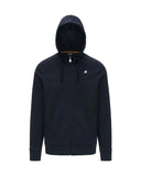 Felpa K-WAY uomo K31367W ANTON INTERLOCK Blu coulisse cappuccio zip fitting regolare logo