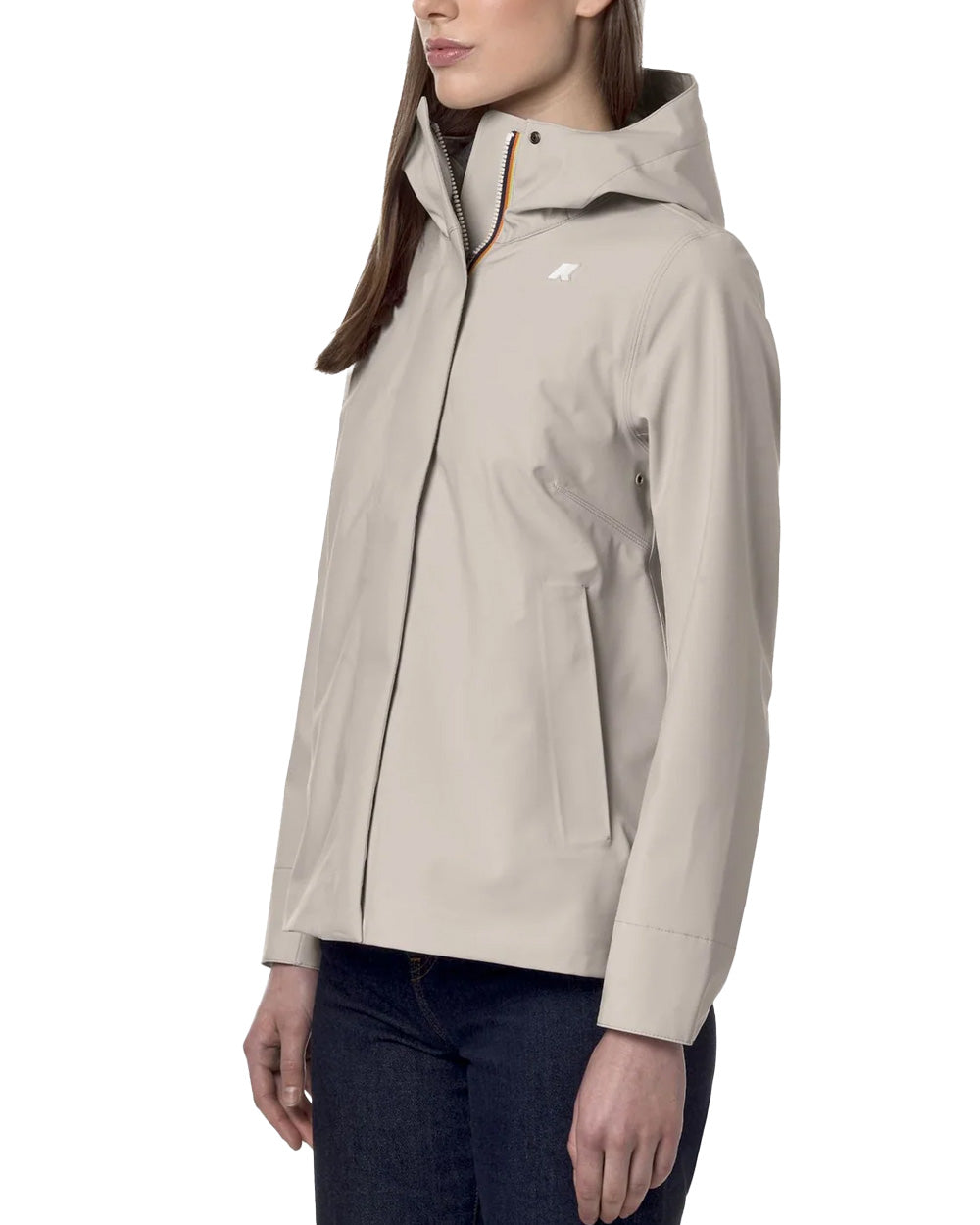 K-WAY Giubbino K-WAY donna K3137GW MADALINA BONDED JERSEY Beige poliestere cappuccio zip tasche linea svasata fitting regolare K3137GW 634 