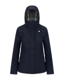 Giubbino K-WAY donna K3137GW MADALINA BONDED JERSEY Blu poliestere cappuccio zip tasche linea svasata fitting regolare