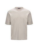K-WAY men's K4126SW COMBE Beige cotton yarn plain knit crew neck logo T-shirt
