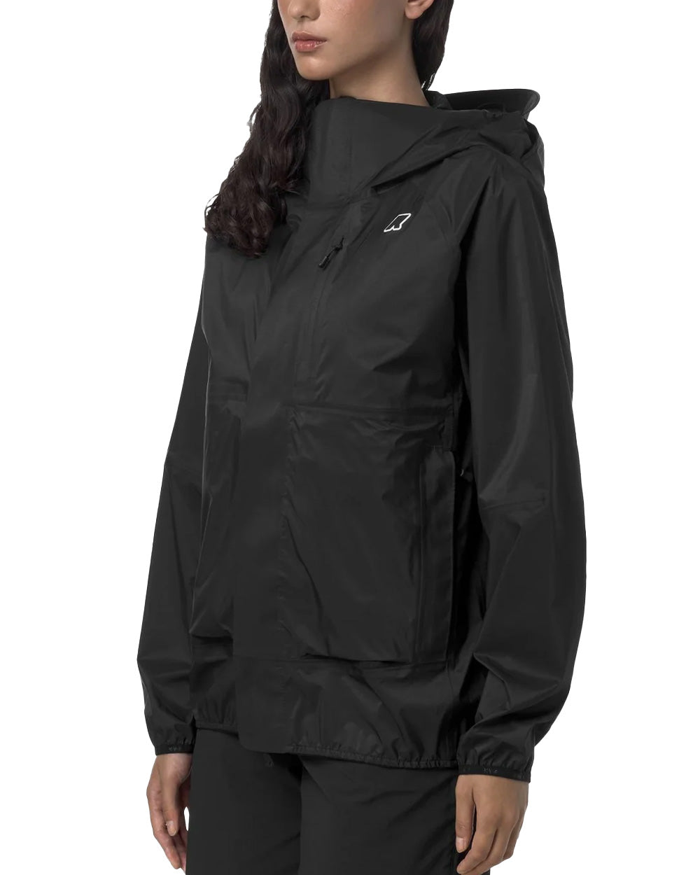 K-WAY Giubbino K-WAY unisex K5122MW ROCHE Nero impermeabile tasche logo cappuccio K5122MW USY 