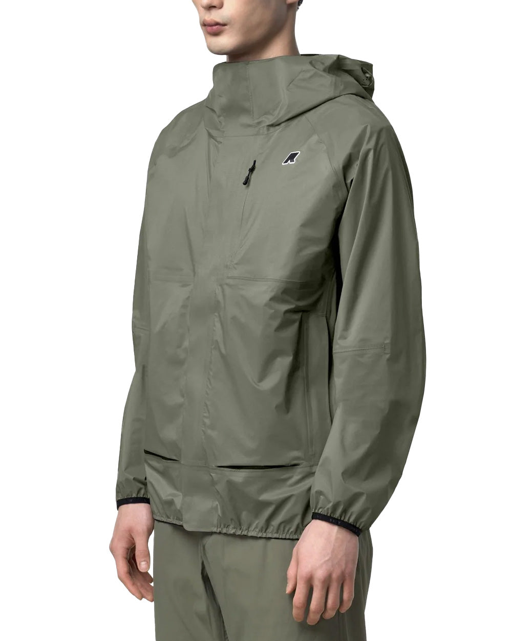K-WAY Giubbino K-WAY unisex K5122MW ROCHE Verde impermeabile cappuccio tasche fitting regolare K5122MW V15 
