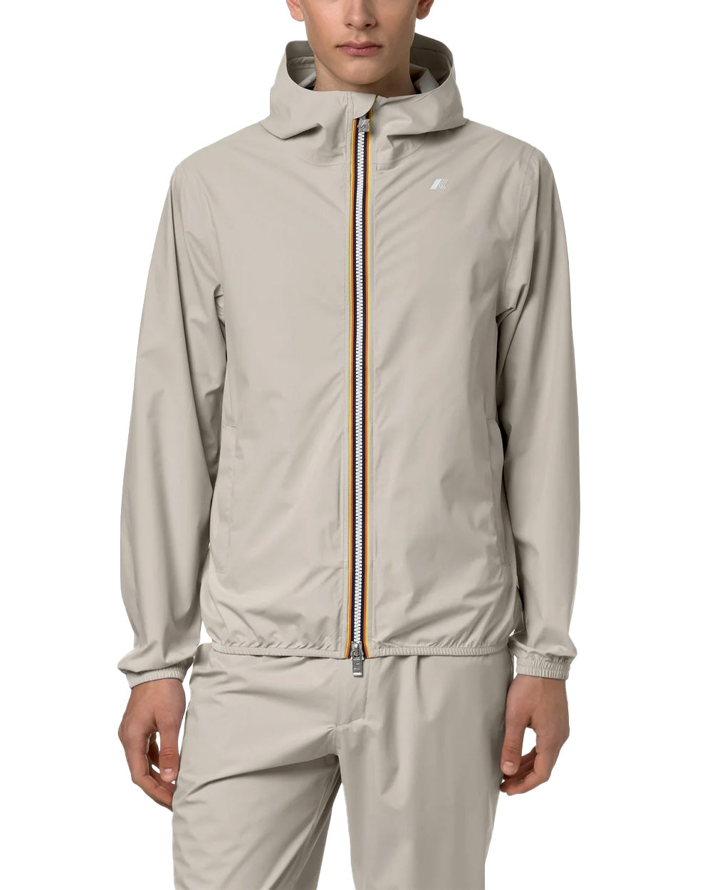 K-WAY Giubbino K-WAY uomo K5127QW JACK STRETCH DOT Beige cappuccio zip tasche slim K5127QW 634 