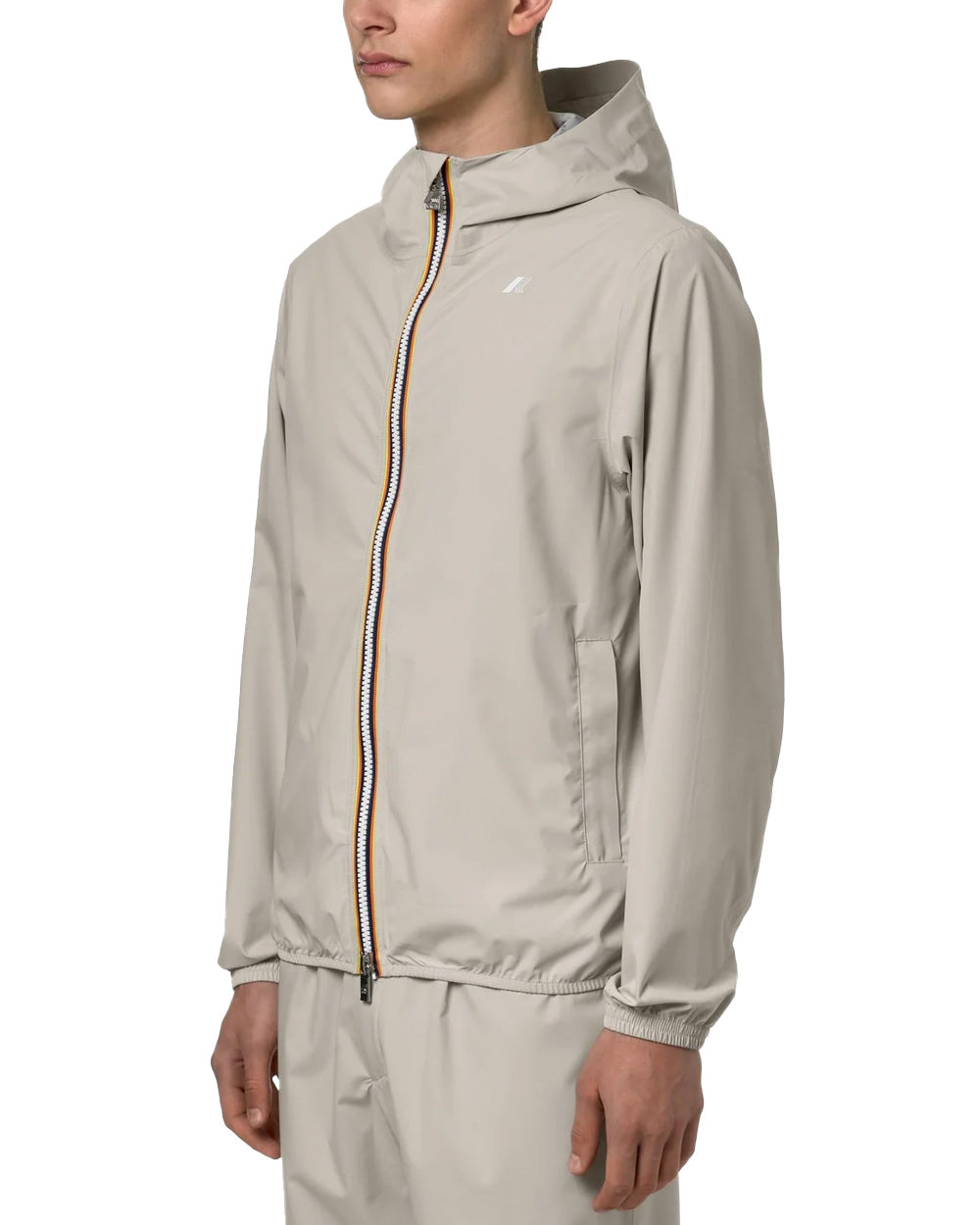 K-WAY Giubbino K-WAY uomo K5127QW JACK STRETCH DOT Beige cappuccio zip tasche slim K5127QW 634 