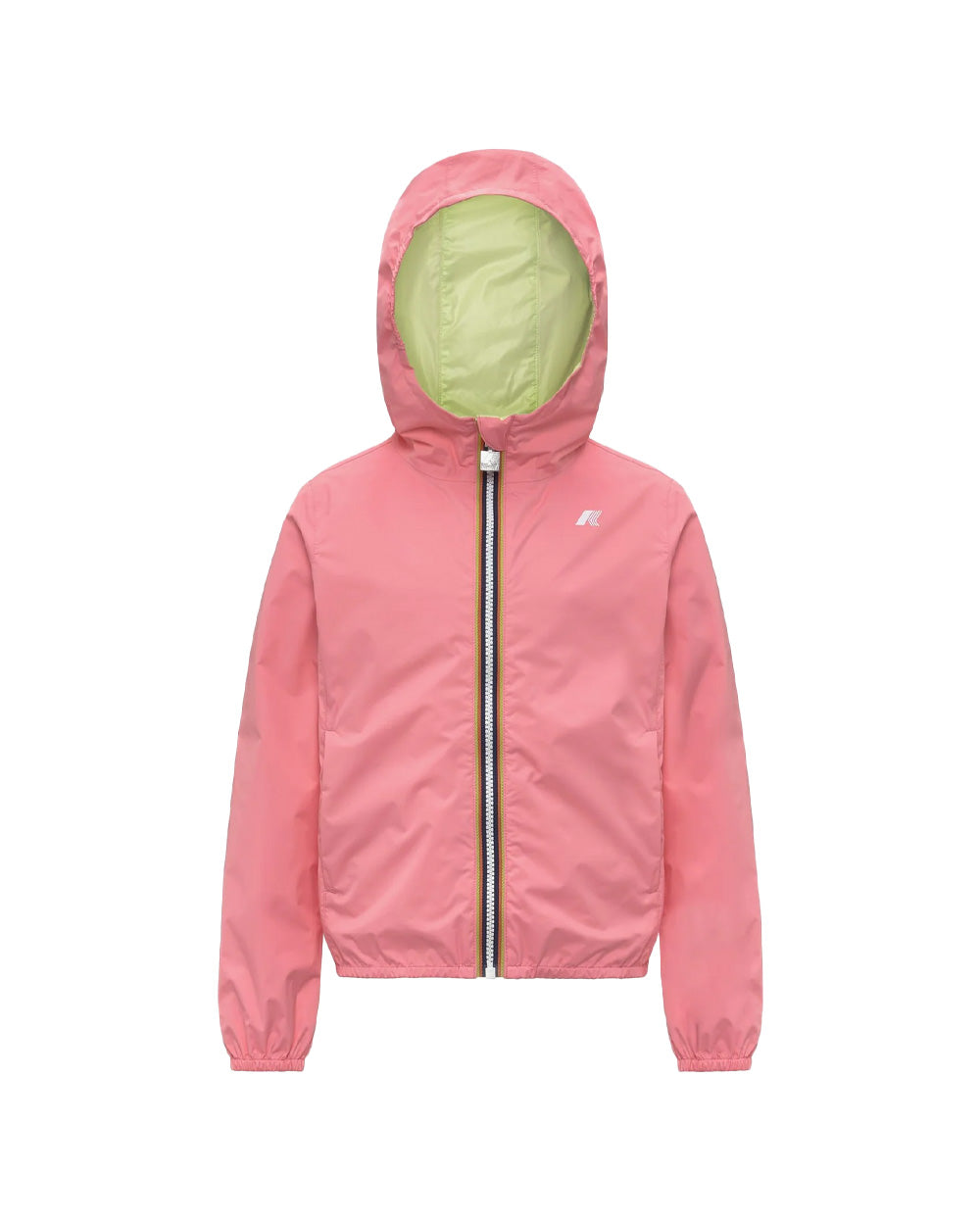 K-WAY Giubbino K-WAY bambina K61313W P. LILY PLUS.2 REVERSIBLE Rosa Lime impermeabile cappuccio tasche reversibile K61313W C0W 