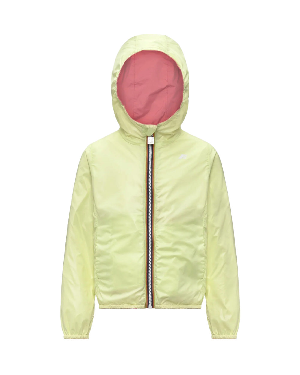 K-WAY Giubbino K-WAY bambina K61313W P. LILY PLUS.2 REVERSIBLE Rosa Lime impermeabile cappuccio tasche reversibile K61313W C0W 