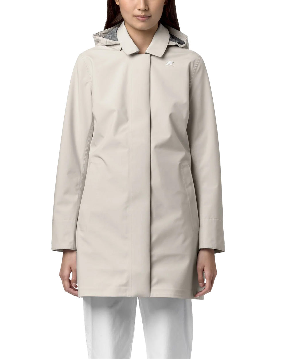 K-WAY Giubbino K-WAY donna K7127JW MATHY BONDED JERSEY Beige chiusura zip fitting slim logo K7127JW 634 