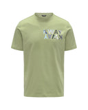 K-WAY men's T-shirt K71354W ODOM SLIM JERSEY KWAY LETTERING Lime cotton jersey crew neck slim fit