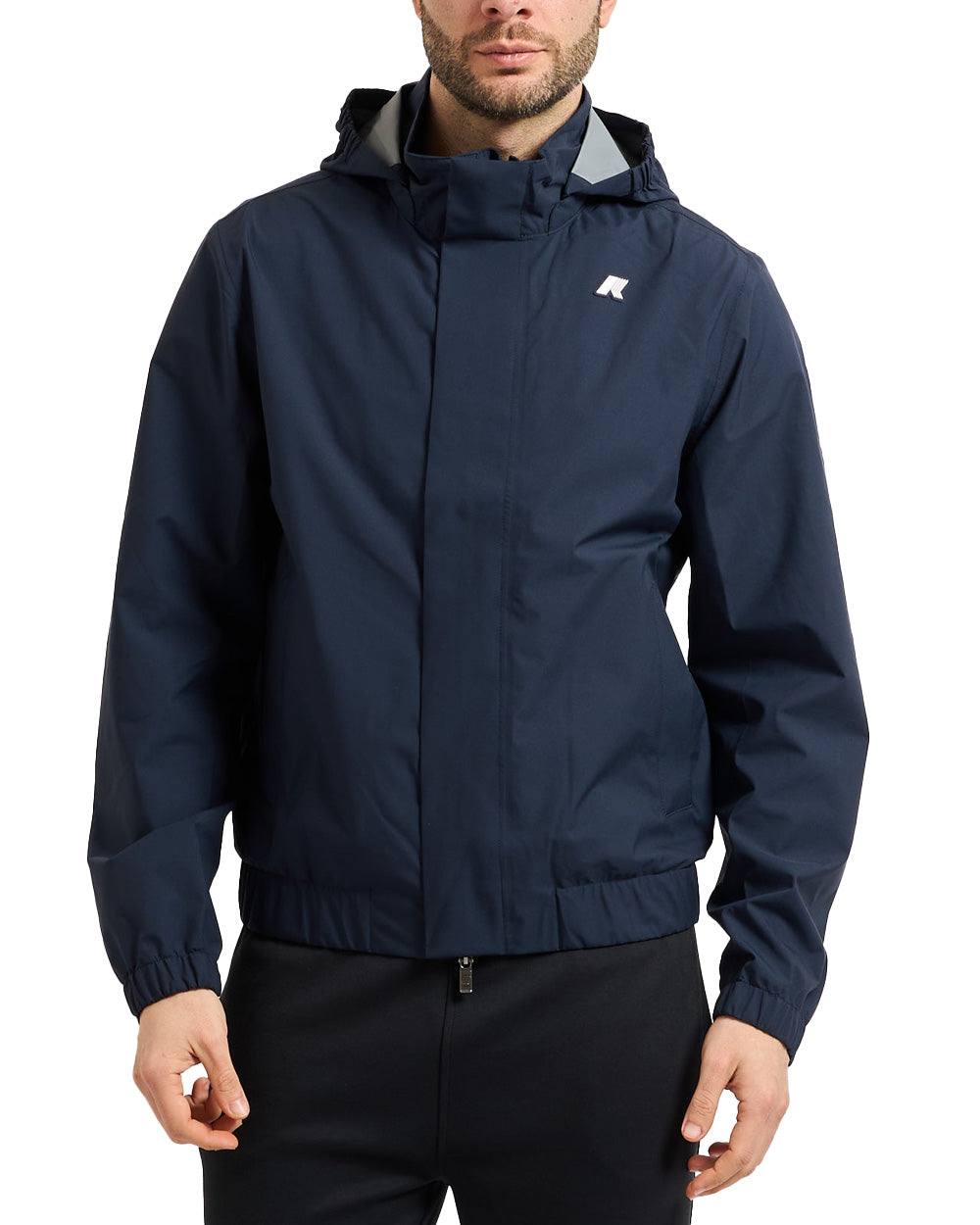 K-WAY Giubbino K-WAY uomo K71519W AURENE STRETCH 2L Blu impermeabile collo alto cappuccio due tasche K71519W K89 