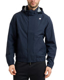 Giubbino K-WAY uomo K71519W AURENE STRETCH 2L Blu impermeabile collo alto cappuccio due tasche