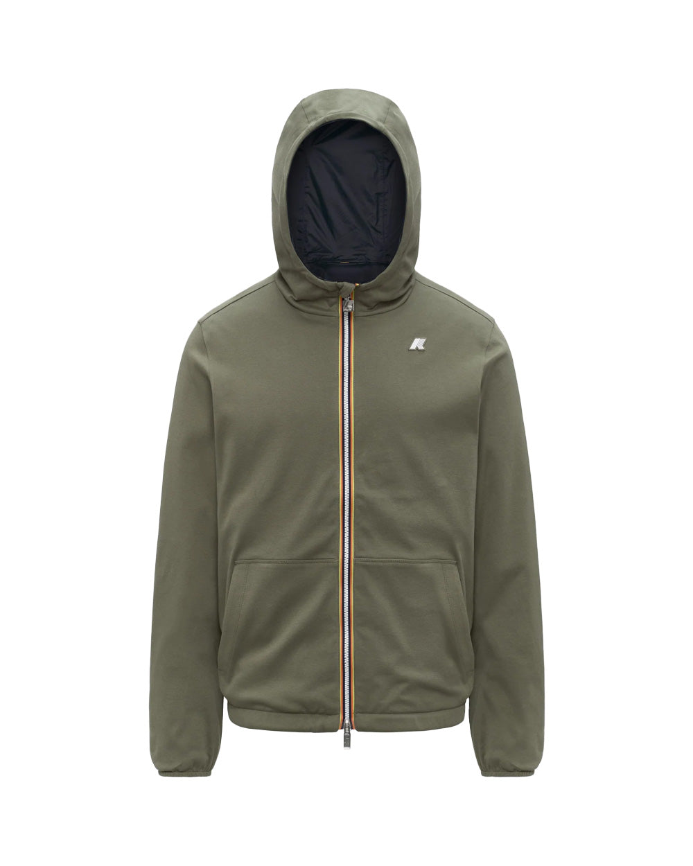K-WAY Giubbino K-WAY unisex K8134TW JAKE REVERSIBLE INTERLOCK Verde Blu reversibile cappuccio zip tasca slim K8134TW B1R 