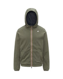 K-WAY Unisex Jacket K8134TW JAKE REVERSIBLE INTERLOCK Green Blue reversible hood zip pocket slim