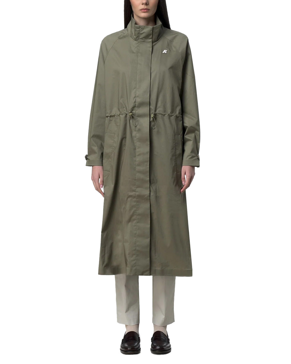 K-WAY Giubbino K-WAY donna K8143SW BARBREIN COTTON 3LAYERS AF Verde zip vita regolabile corda elastica tessuto tre strati K8143SW V15 