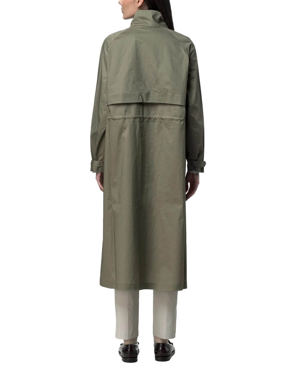 K-WAY Giubbino K-WAY donna K8143SW BARBREIN COTTON 3LAYERS AF Verde zip vita regolabile corda elastica tessuto tre strati K8143SW V15 