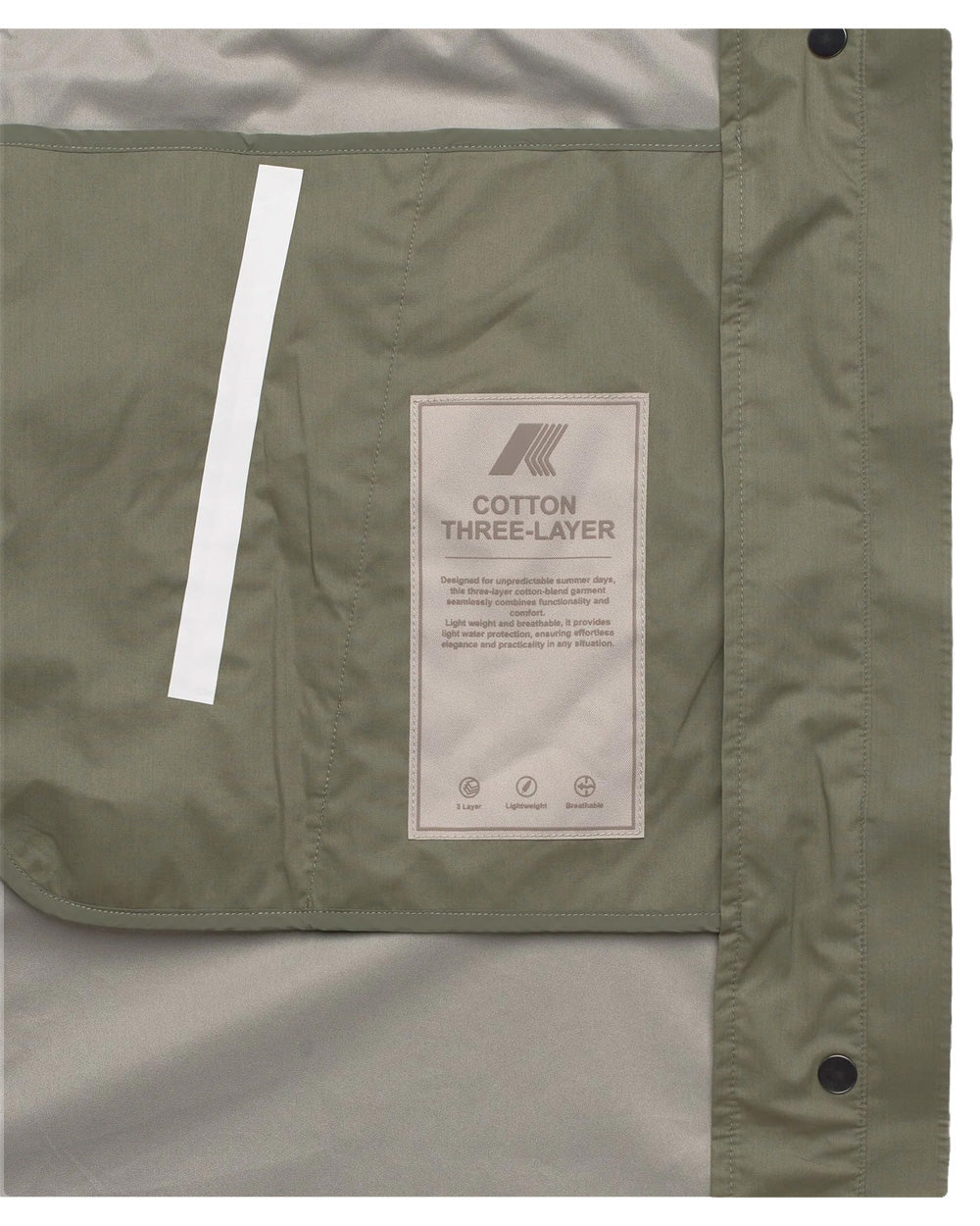 K-WAY Giubbino K-WAY donna K8143SW BARBREIN COTTON 3LAYERS AF Verde zip vita regolabile corda elastica tessuto tre strati K8143SW V15 