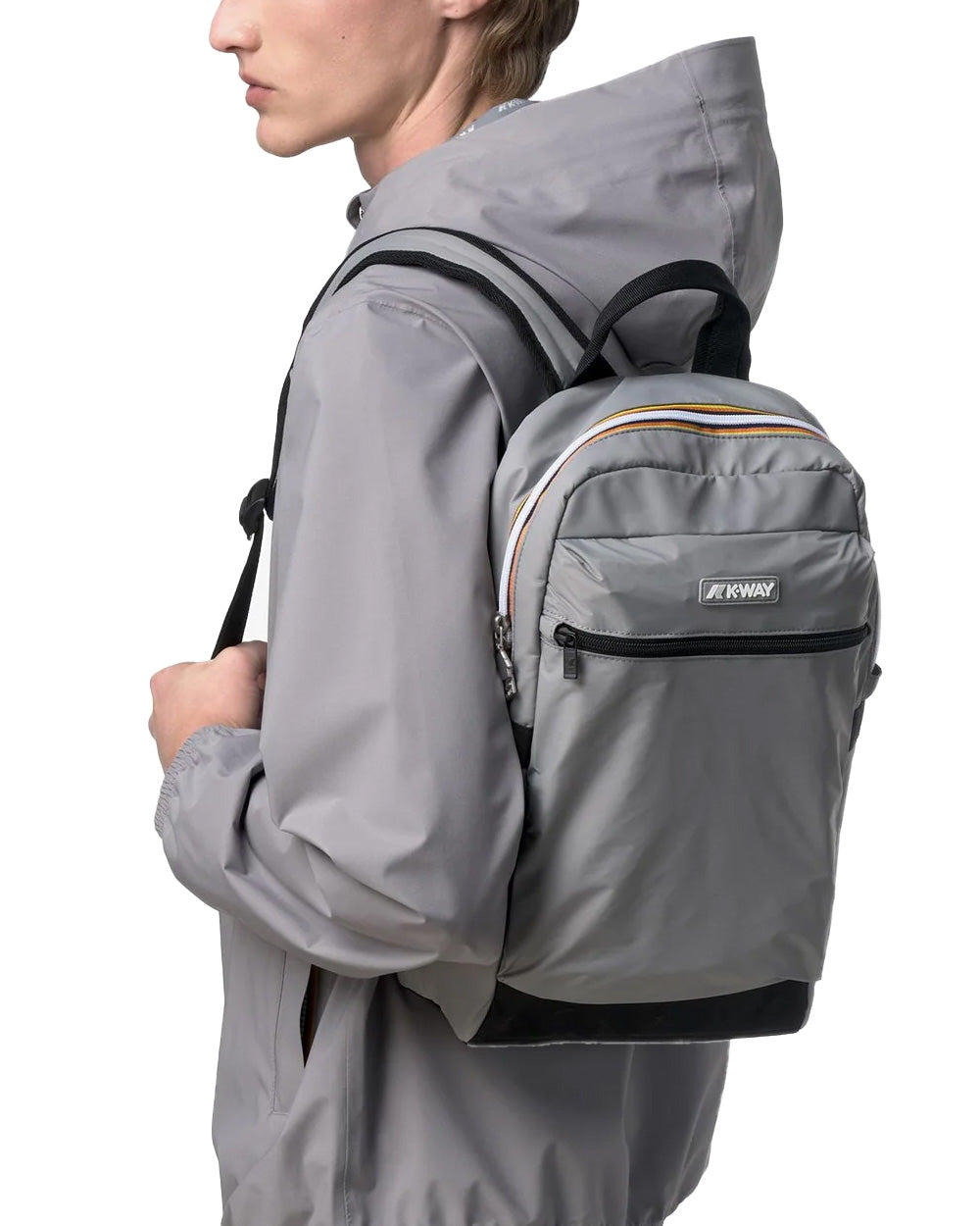 K-WAY Zaino K-WAY unisex K8148CW MID LAON Grigio idroreppellente spallacci tasca logo K8148CW 411 