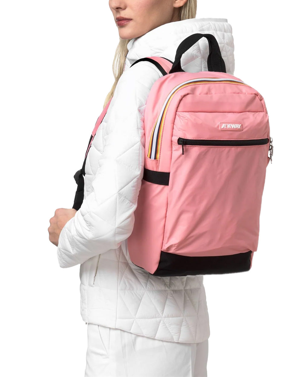 K-WAY Zaino K-WAY unisex K8148CW MID LAON Rosa idroreppellente spallacci tasca logo K8148CW Q28 