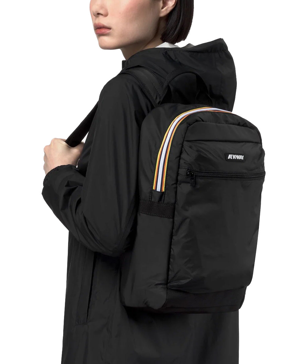 K-WAY Zaino K-WAY unisex K8148CW MID LAON Nero idroreppellente spallacci tasca logo K8148CW USY 