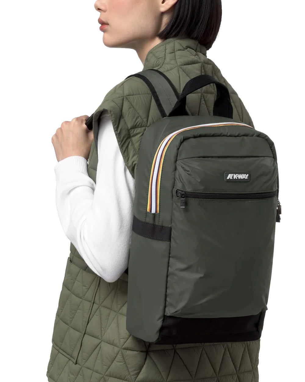 K-WAY Zaino K-WAY unisex K8148CW MID LAON Verde idroreppellente spallacci tasca logo K8148CW WMR 