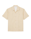 Camicia LACOSTE uomo CH2343 Beige cotone relaxed fit stampa righe coccodrilli