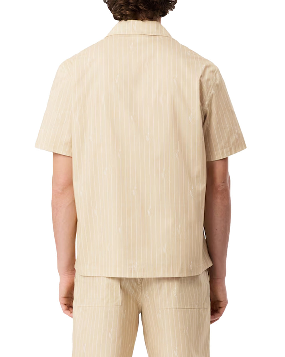 LACOSTE Camicia LACOSTE uomo CH2343 Beige cotone relaxed fit stampa righe coccodrilli CH2343 2IU 