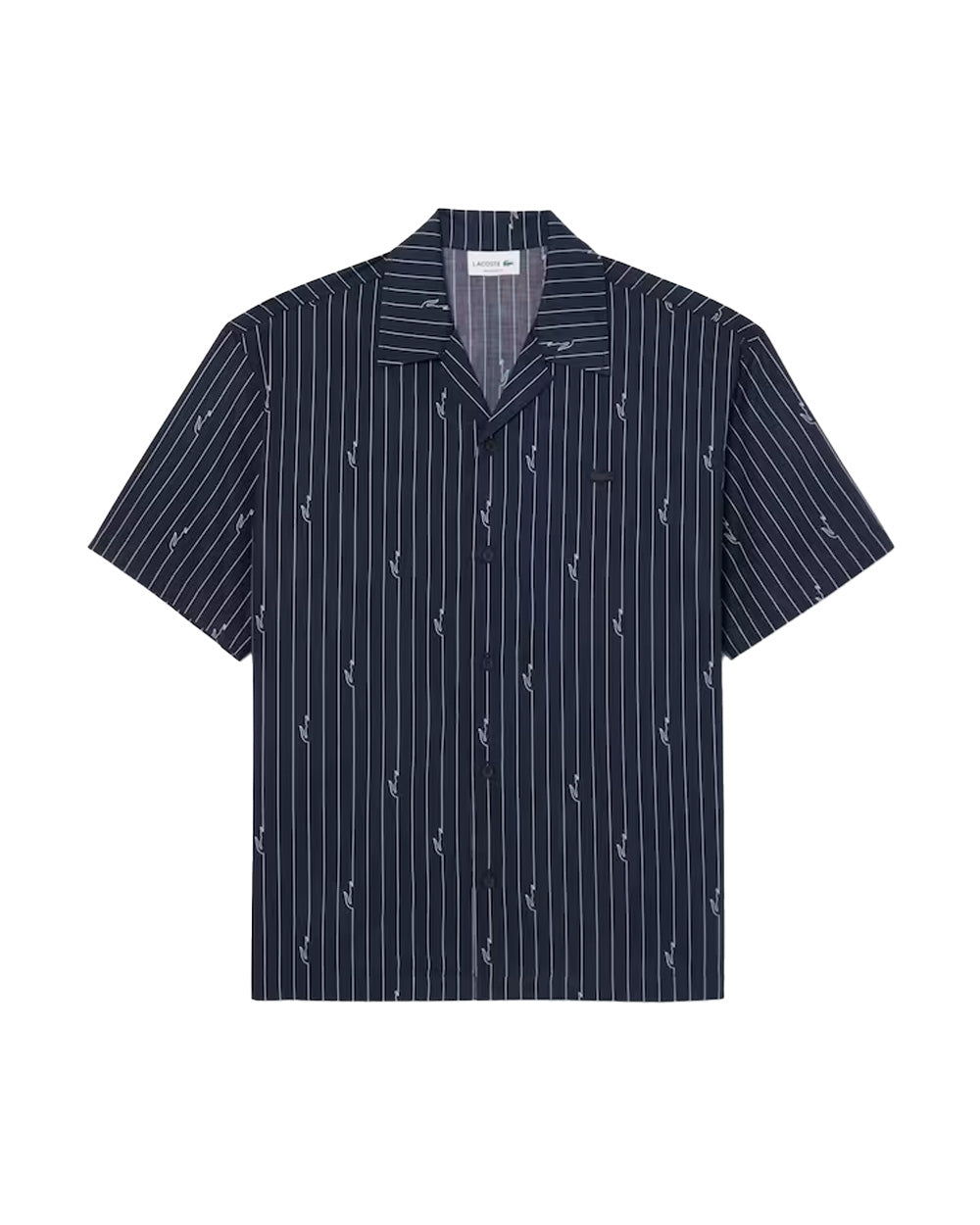 LACOSTE Camicia LACOSTE uomo CH2343 Nera relaxed fit taglio boxy stampa all over CH2343 IY8 